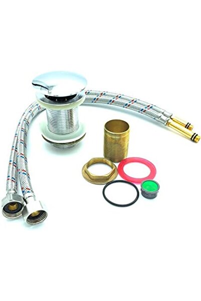 Siena Basin Faucet chrome plated complete set with popup drain, flexible mixer pipe and accessories (Serie