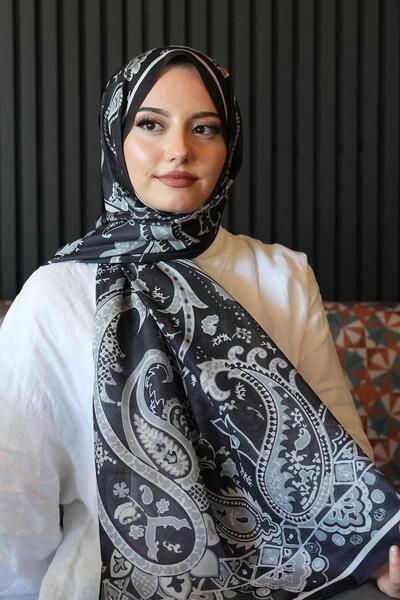 AFVENTE Μαύρο μαλακό βαμβακερό σάλι με μοτίβο σταγόνας