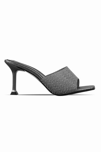 Lal Shoes & Bags Faroser Women's Silvery Heeled Slippers-Anthracite