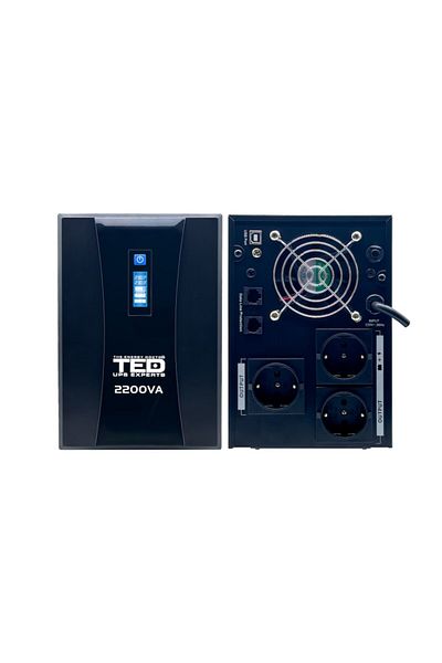 TED Electric UPS With Management, 3x Schuko Output, Stabilizer And Lcd Display, 2200va / 1200w, TED Electric