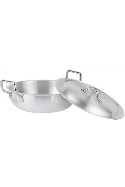 mastergold Aluminum Cooking Pot with Lid 30cm Round Karahi Steel Handles, Even Heat Distribution Ideal for Gas