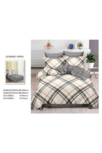 CHIRASO FINET Cotton Bed Linen, Classic Sheet 240x250cm, Duvet Cover 200x230cm, 4 Pillowcases