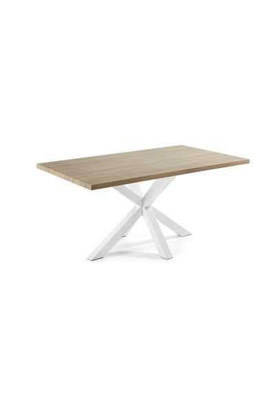 Hitit Dekorasyon Sias Metal Cam Yemek Masası Beyaz Ayak Mdf Tabla