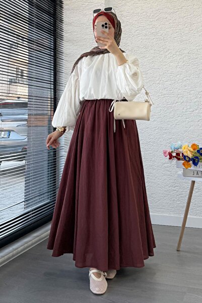 MELEK ARAZ تنورة فوال كراش ممتازة - أحمر كلاريت