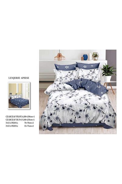CHIRASO FINET Cotton Bed Linen, Classic Sheet 240x250cm, Duvet Cover 200x230cm, 4 Pillowcases