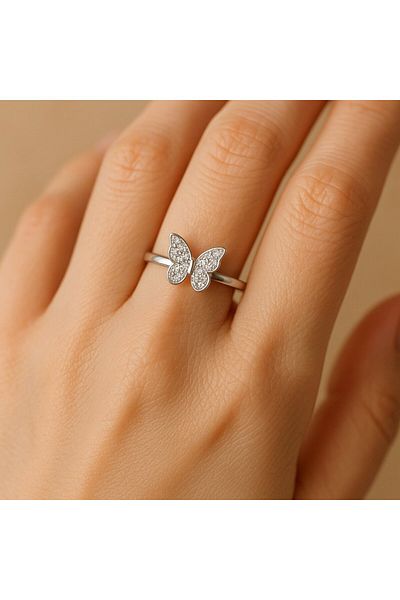 BY YASİN TOPÇU Butterfly Elegance Steel Ring