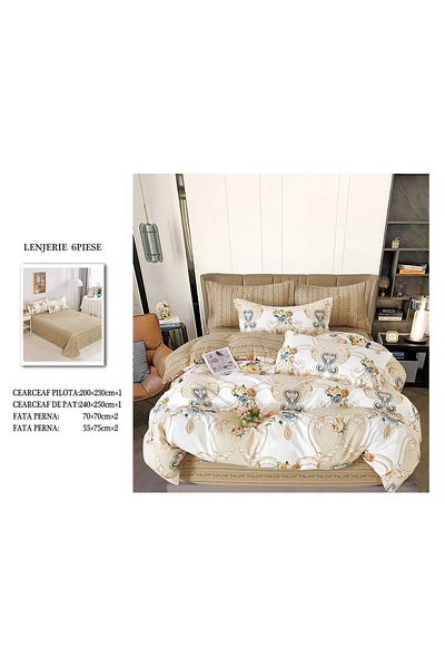 CHIRASO FINET Cotton Bed Linen, Classic Sheet 240x250cm, Duvet Cover 200x230cm, 4 Pillowcases