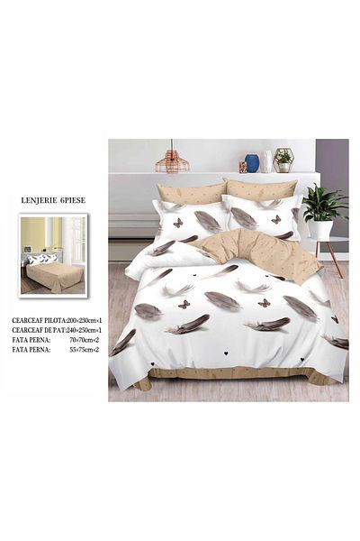 CHIRASO FINET Cotton Bed Linen, Classic Sheet 240x250cm, Duvet Cover 200x230cm, 4 Pillowcases