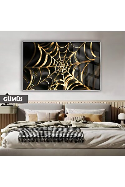 Harikabirev HARİKABİREV |   MODEL DE PĂSĂRI DE PĂSĂRI NEGRU-AURIE (WEB) | TABLO DE STICLA TEMPLATA CU CADRU ORIZONTAL