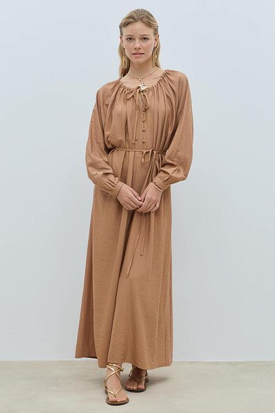 Mahal Bood Button Balloon Sleeve Dress