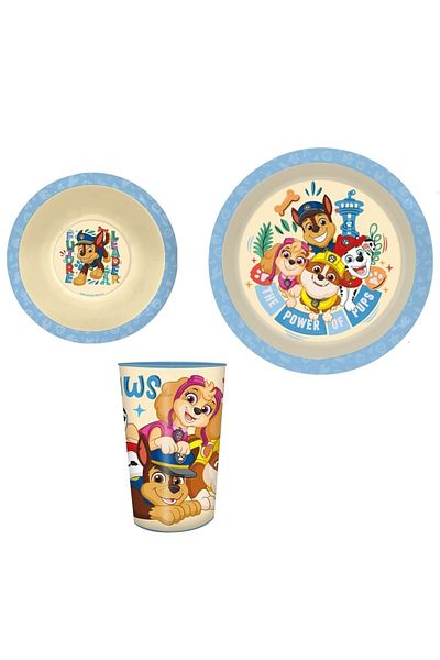 PAW PATROL Three-piece set, plate, bowl and glass, plastic, BPA-free, multicolor, Paw Patrol
