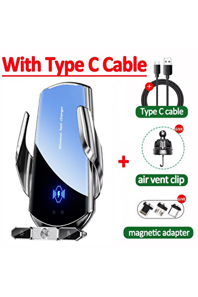 Vikefon مع كابل شاحن لاسلكي فضي، حامل هاتف مغناطيسي للسيارة بفتحة تهوية الهوا...