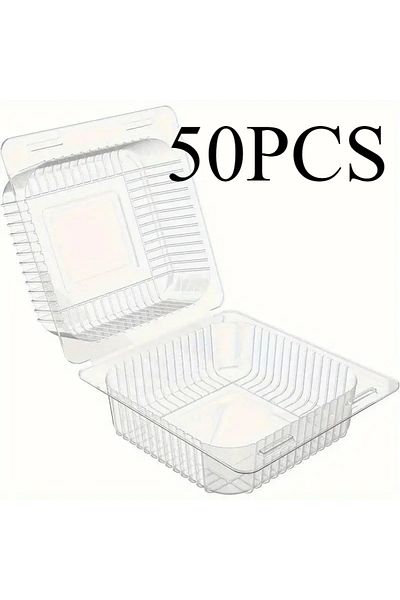 Choice 50PCS 50/100PCS Transparent Cake Box Family Picnic Disposable Plastic Square Box Gift Packaging Frui