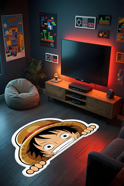 Alpacarpet Özel Kesimli Desenli Anime & Gamer Halısı Kaymaz Taban Makinede Yı...