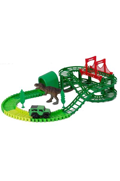 dalimag Construction Toy with Electric Dinosaur Cars and Racing Circuit for Kids