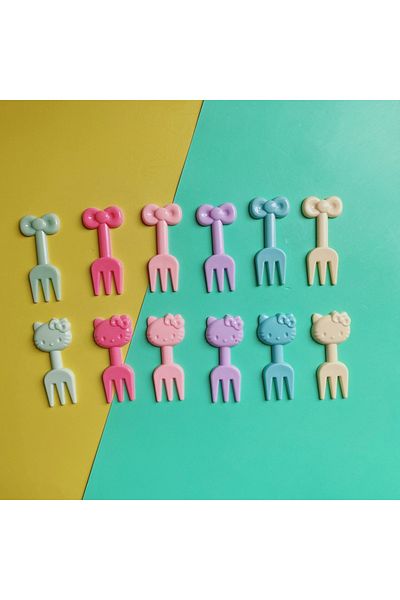 Choice 12pcs 12Pcs Fruit Fork Mini Cartoon Children Snack Cake Dessert Food Pick Toothpick Bento Lunches Pa