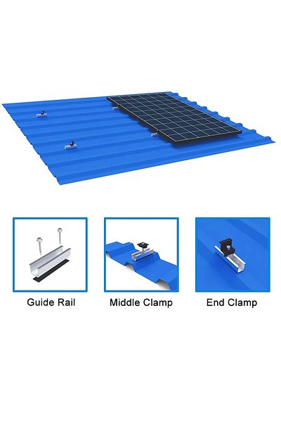 Choice 12pcs Solar Panel Bracket Aluminum PV Rail Fastening Module Trapezoidal Roof Mount Solar Rail En...