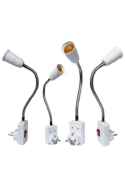 Choice EU Plug 30cm EU Plug to E27 Lamp Holder Light Bulb Socket With Switch Flexible Lamp Base Conversion