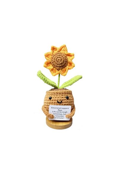 Choice No Base Sunflower 1PC Positive Energy Heart Flower Hand-woven Dolls Home Room Decor Hug Pocket Knitt