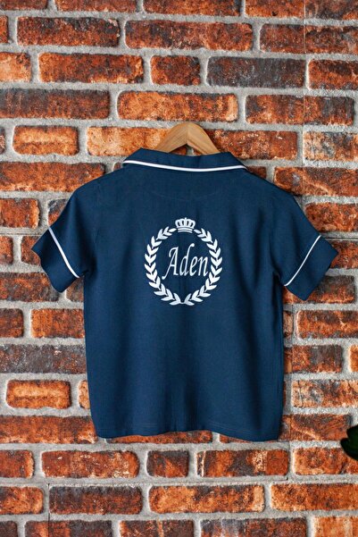 ADEREN KİDS SÜNNET PİJAMASI YAZLIK KISA KOLLU %100PAMUK İSİM BASKILI LACİ GRİ