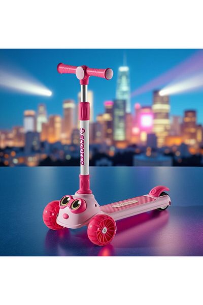 rexa Eyes Design 3-Wheel Foldable Scooter for Kids – Adjustable Handlebar, Lightweight & Portable