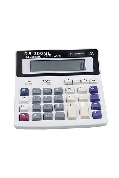 Choice WHITE Solar Calculator Dual Power Supply DS-200ML 12 Digits Electronic Calculator Office Supplies Fo