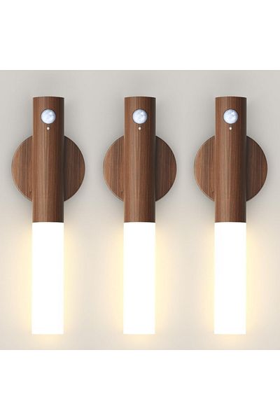 Choice Walnut-3Pcs Night Light Motion Sensor Night Lights Rechargeable Wall Sconces Magnetic Wall Lights Wo