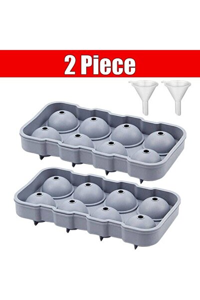 Choice6 قطعتان من قوالب مكعبات الثلج الكروية الكبيرة ذات 8 فتحات باللون الأزر...