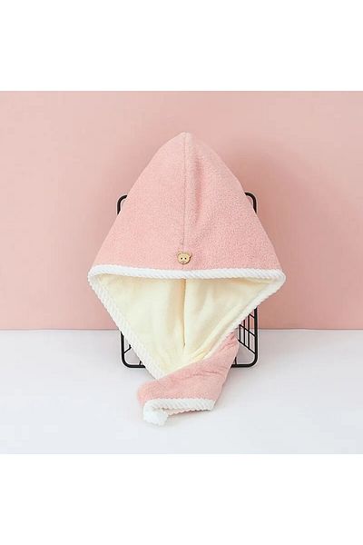 Choice Coral fleece Pink and White Double Thick Dry Hair Towel Double Sides Use Dry Hair Cap Multi-color St