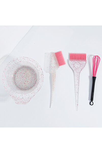 Choice مجموعة مكونة من 4 قطع من فرشاة صبغة الشعر وعصا خلط وفرشاة وضع صبغة الشعر باللون الوردي من SJRFSJT-DCJBQ-Pink
