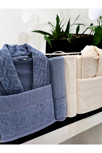 AYHANHOME Velvet Jacquard 6 Piece Bathrobe Set