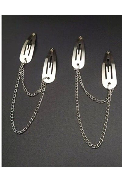 Shiklik MODA Set de 2 accesorii de păr pentru femei cu lanțuri argintii