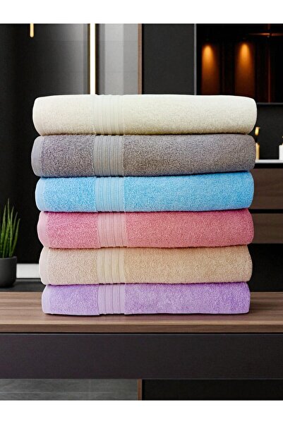 asev tekstil منشفة حمام كبيرة الحجم 90x150 سم – عبوة من 6 قطع