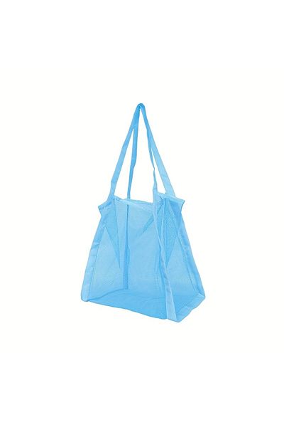 Choice Sky blue Large capacity solid color hand shopping bag,multi-functional mesh bag sundries mesh storag