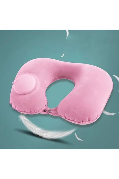 Choice Pink-A U-Shaped Inflatable Travel Pillow Portable Air Neck Support Cushion Comfortable Sleeping Pres