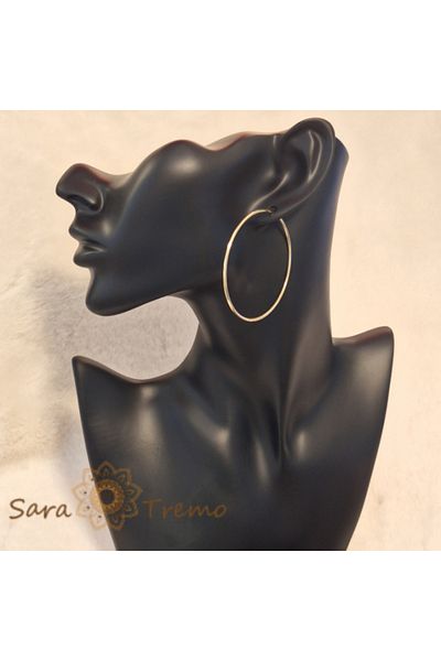 saratremo Thin Gold-Plated Classic Hoop Earrings - 5 cm