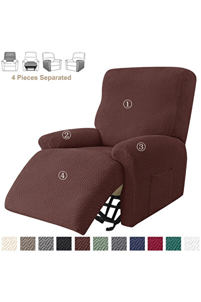 Choice غطاء أريكة قابل للتمدد من قماش الجاكار بلون القهوة الداكنة، غطاء كرسي ...