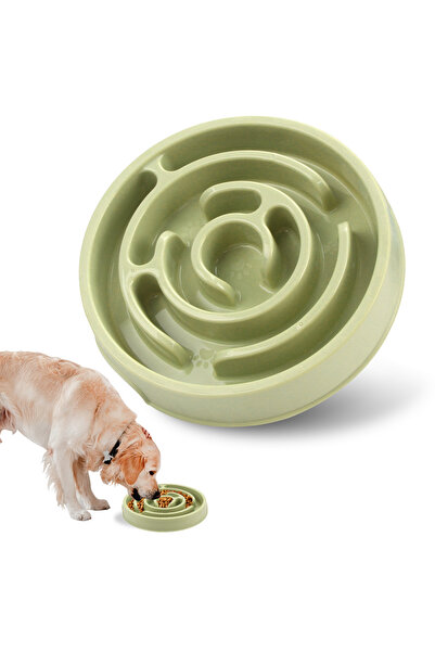 Choice وعاء طعام بطيء للكلاب الأليفة باللون الأخضر الماكرون، غير قابل للانزلا...