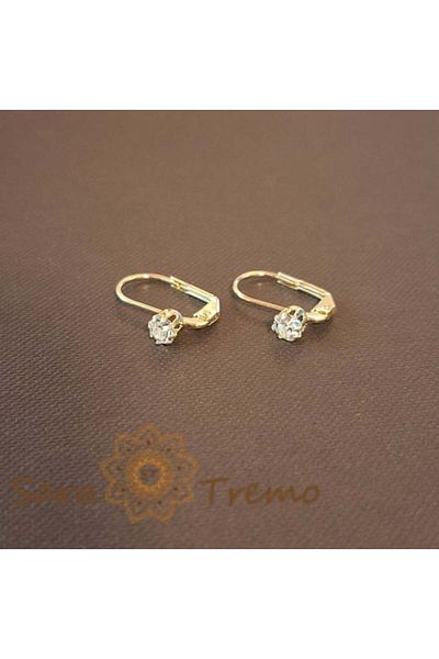 saratremo Gold Plated Earrings with Classic Clip and White Zirconia Crystal
