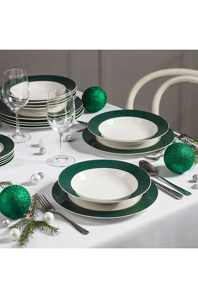 Ambition Dinner set, 18 pieces, 6 people, porcelain, Aura Green