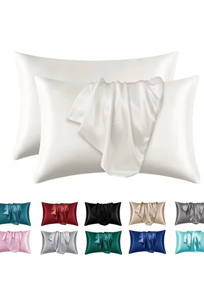 Choice 50x75cm White 2pcs Satin Silk Pillowcase for Hair and Skin, Coral Pill...