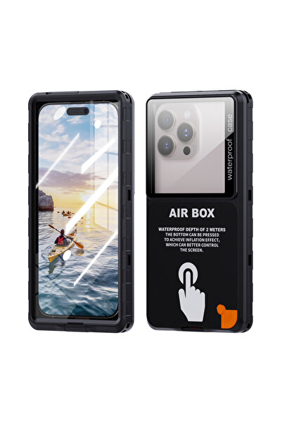 Choice غلاف هاتف Shellbox أسود مقاوم للماء لأجهزة 6.9 بوصة شفاف عالمي T