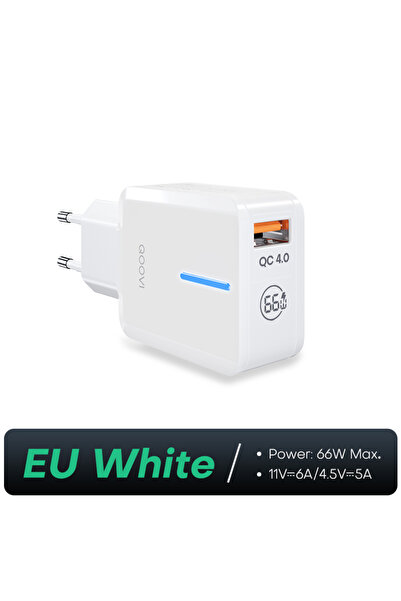 Choice EU PLUG WHITE QOOVI 66W USB Charger QC 4.0 Quick Charge Mobile Phone W...