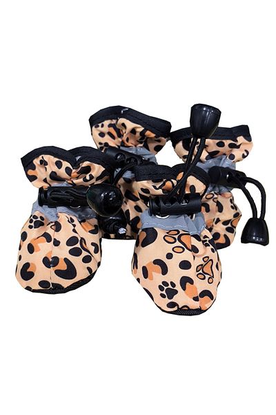 Choice 1 Yellow Waterproof Dog Shoes For Small Dogs Cat Non-slip Reflective Puppy Boots Leopard Print Adjus