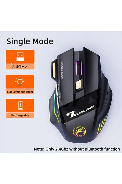 Choice ماوس ألعاب لاسلكي أحادي الوضع USB IMICE GW-X7 3200 نقطة في البوصة ثنائي الوضع قابل لإعادة الشحن 7 مفاتيح 2.4 جيجا هرتز صامت