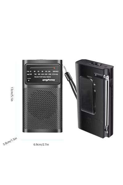 Choice black AM/FM portable radio, high sensitivity and high quality radio, dry battery powered durable and
