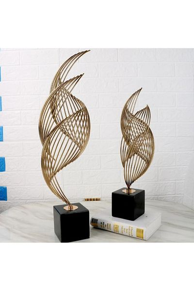 LUXXO Decoratiune de masa, metalica, Infinity M, 18x18x63cm, Auriu/Negru