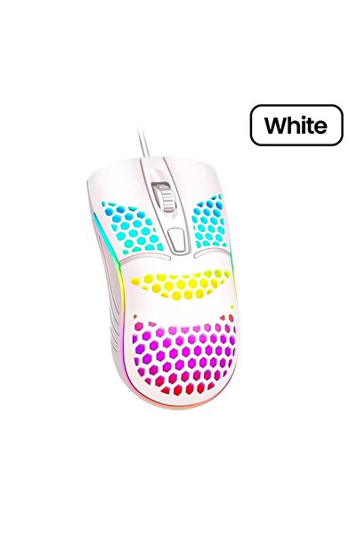 Choice ماوس USB سلكي أبيض اللون، ماوس ألعاب مضيء RGB بدقة 1600 نقطة في البوصة، كمبيوتر مكتبي، كمبيوتر محمول، صامت، كمبيوتر مكتبي، سلكي