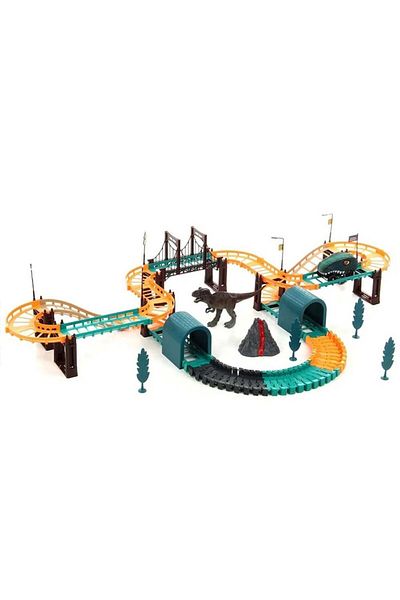 dalimag Jucarie de constructie, masini cu dinozaur electric, circuit de curse, pentru copii, Multicolor
