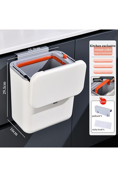 Choice 7L-Double-barrel Kitchen Hanging Garbage Bin, 9L/7L Wall Mounted Large Capacity Covered Kitchen Garb